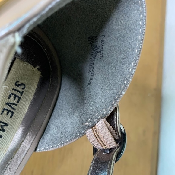 Steve Madden Tan Faux Leather Wedges With Patterned Embroidered Bottoms Size 6.5 - Picture 7 of 11